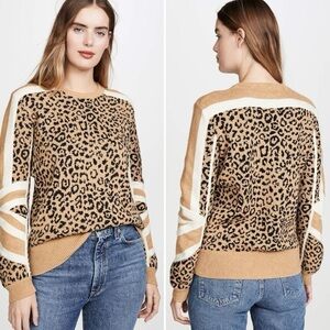 Current/Elliott | The Duvall Sweater Mixed Leopard Print & Stripes - Size 0 (XS)